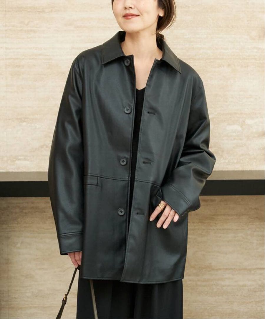 Plage Leather Like Car コート ブラック　 38