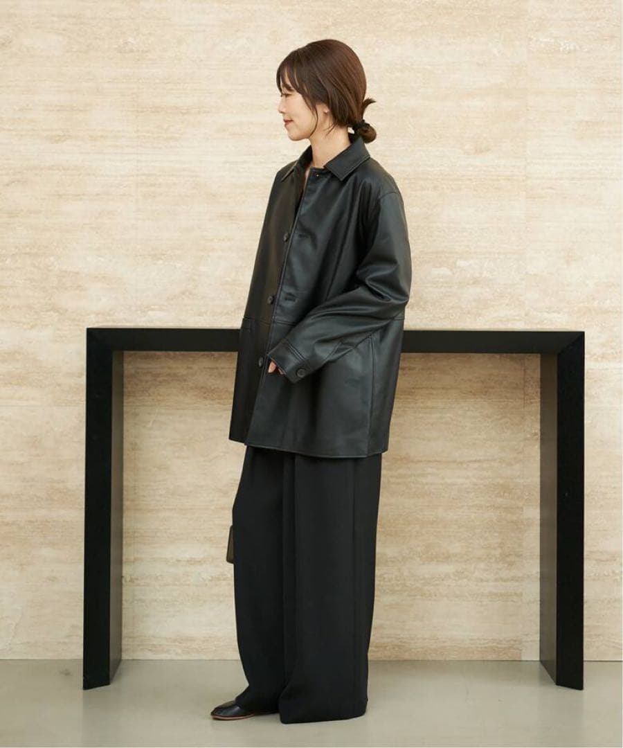 Plage Leather Like Car コート ブラック　 38
