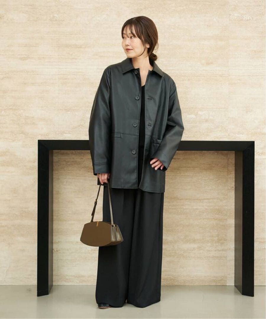 Plage Leather Like Car コート ブラック　 38