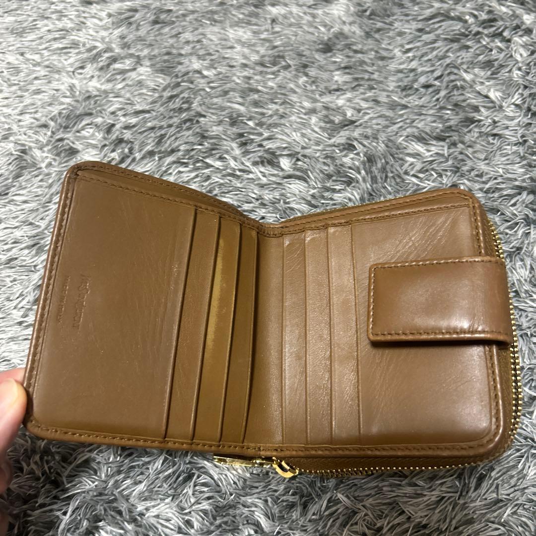 YSL イブサンローラン　ブラウン 二つ折り財布