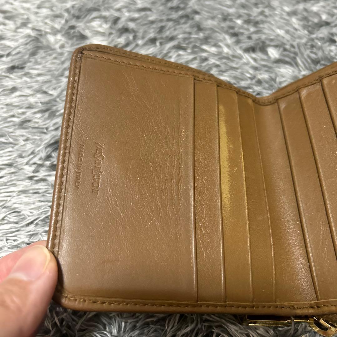 YSL イブサンローラン　ブラウン 二つ折り財布