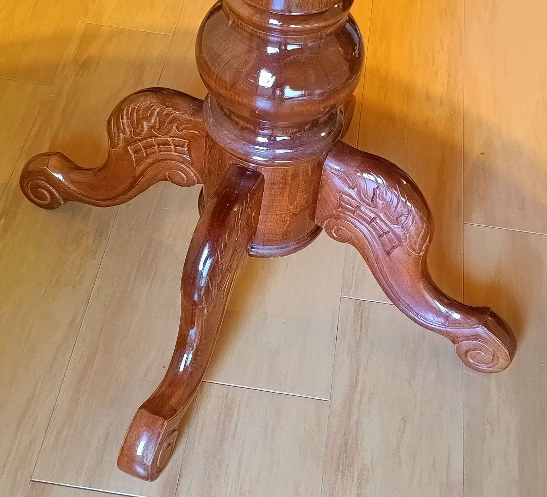 イタリア高級家具 象嵌細工 クラシックダイニングテーブル 80cm 猫脚