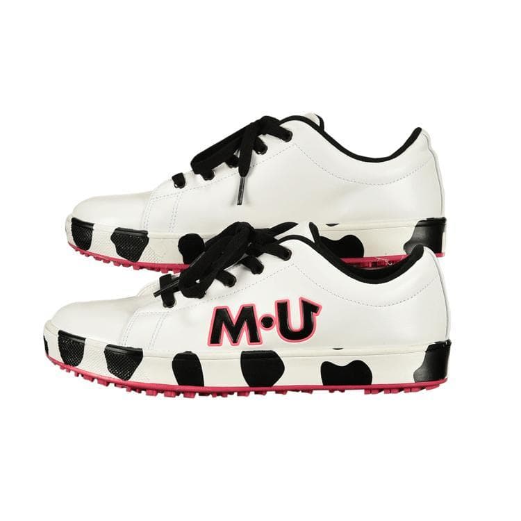 MU SPORTS ◆24.0cm WH ダルメシアン柄スパイクレスシューズ