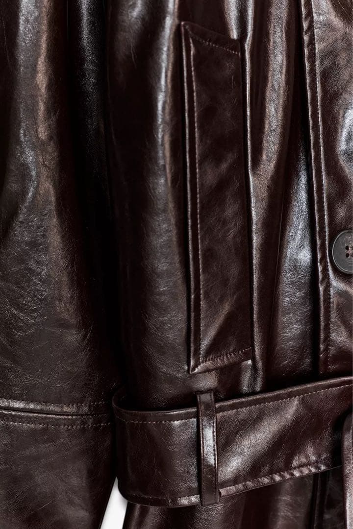 フェイクレザーベルトジャケット