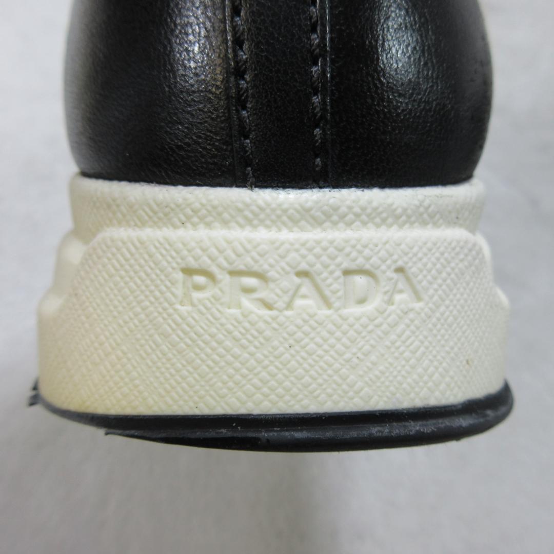 ✨ロゴ満載✨PRADA オールレザースニーカー 黒 EU35 22cm相当