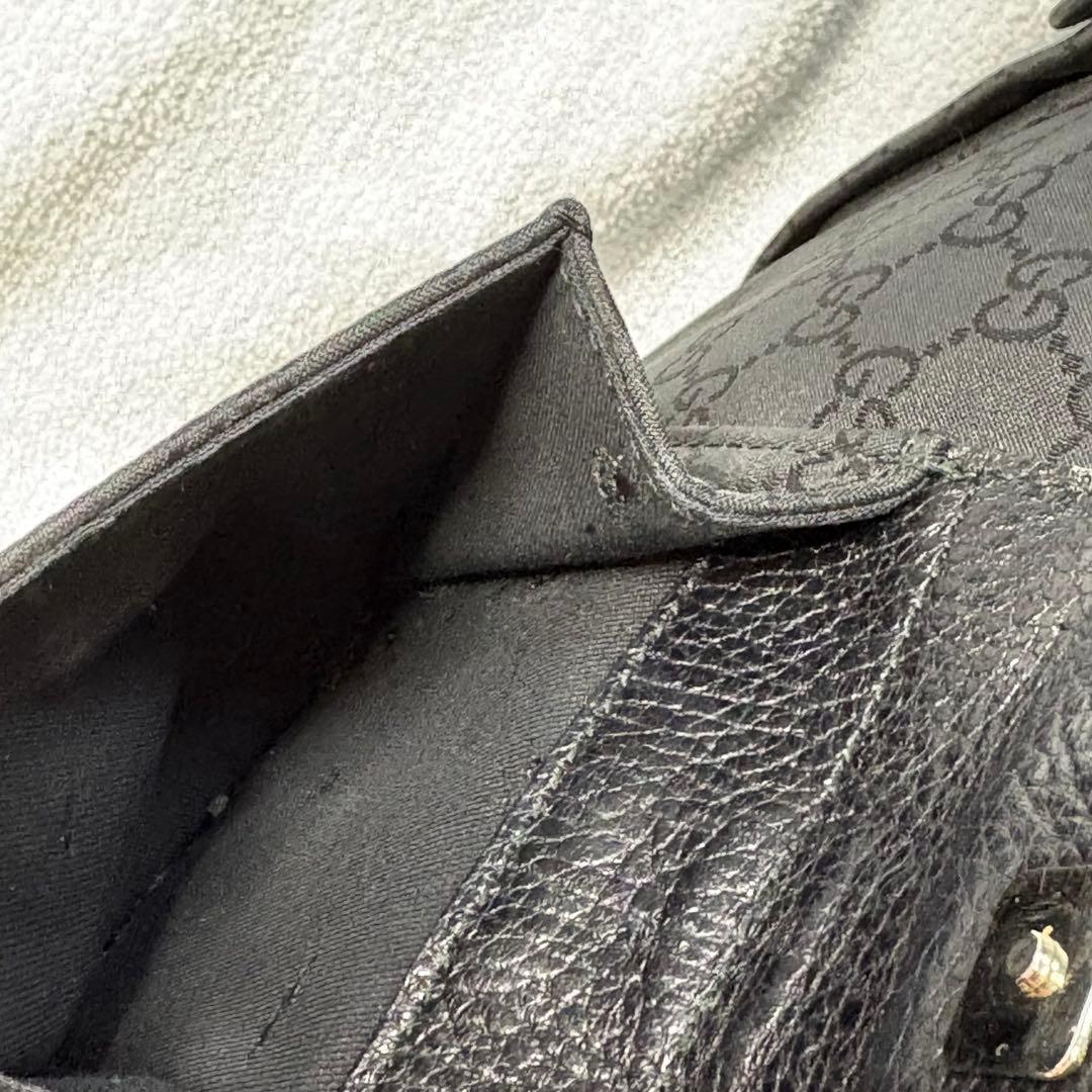 グッチ　GGキャンバス　レザー　アビーライン　ブラック　トートバック