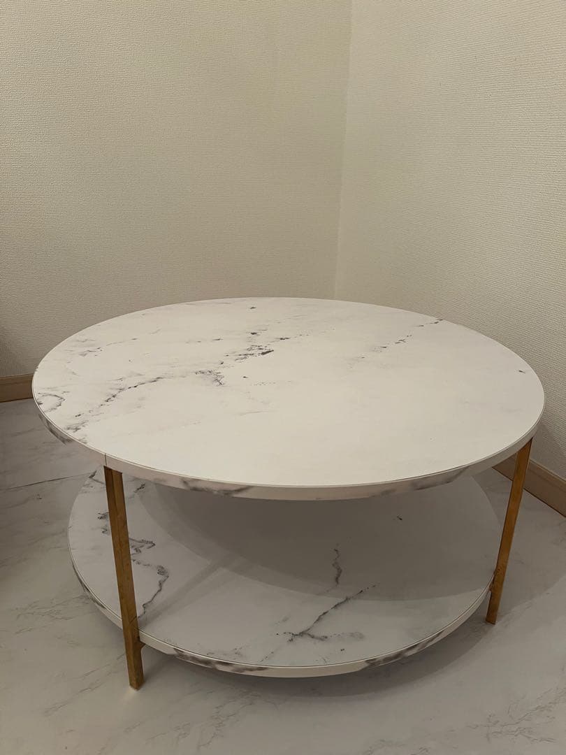 ロウヤ 大理石柄リビングテーブル 丸テーブル LOWYA