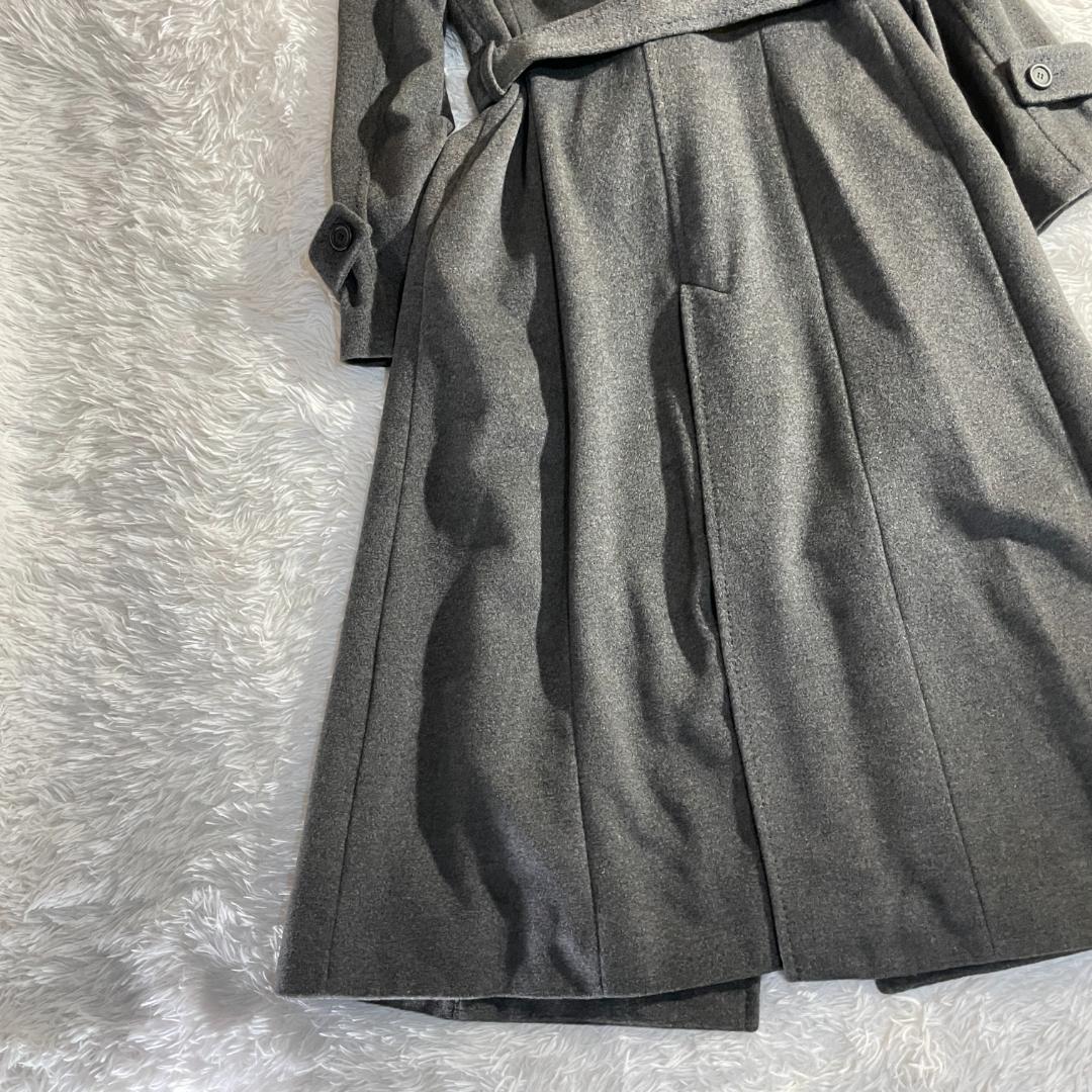 Y2K アンゴラ シルバーフォックスファー ベルト付 ロングコート マキシ 38