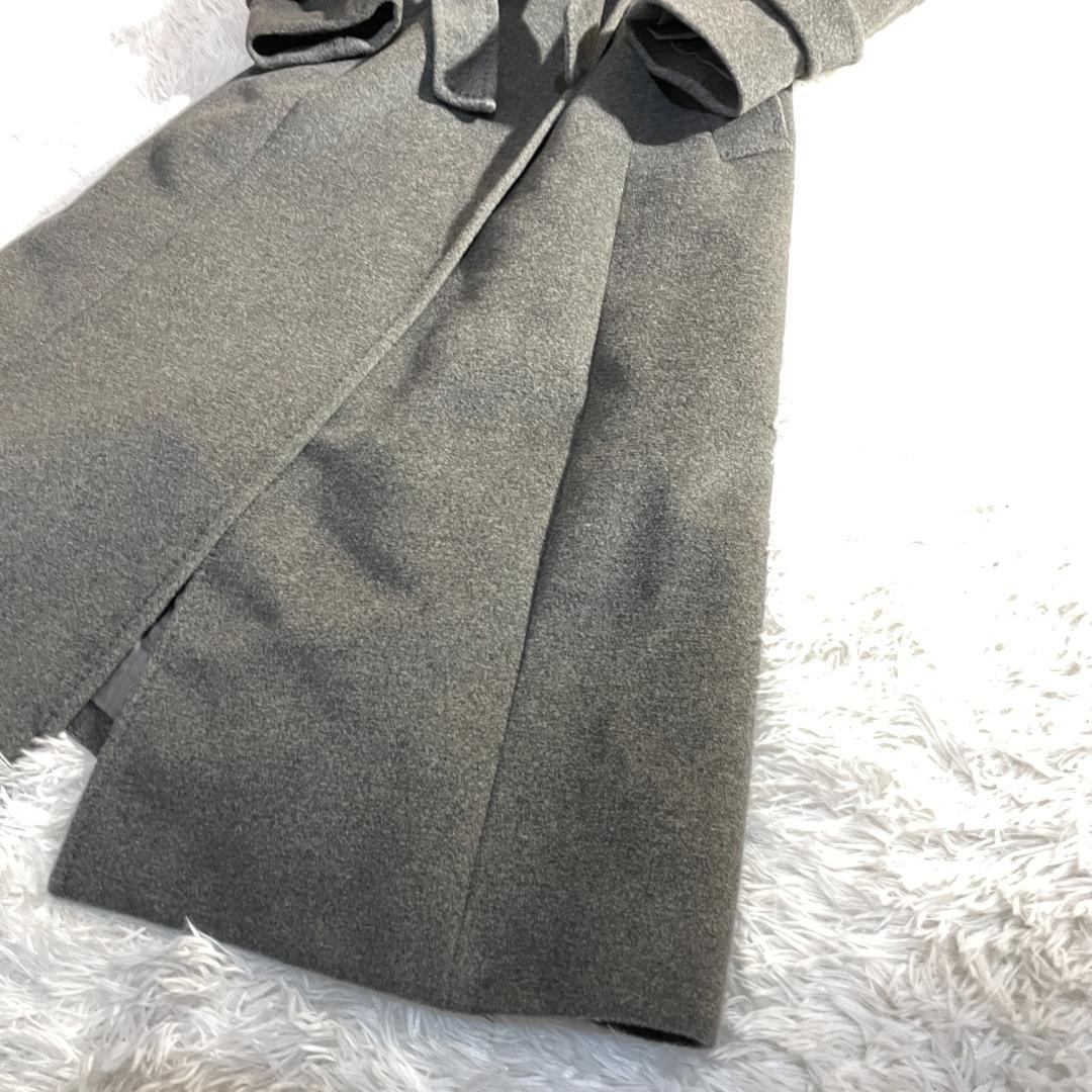 Y2K アンゴラ シルバーフォックスファー ベルト付 ロングコート マキシ 38