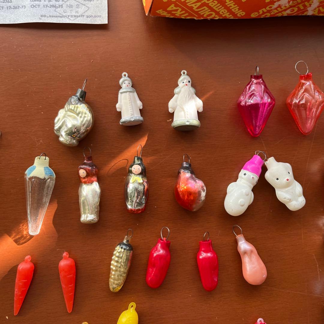 ロシア　クリスマスオーナメント　ガラス　ミニ　セット　ビンテージ