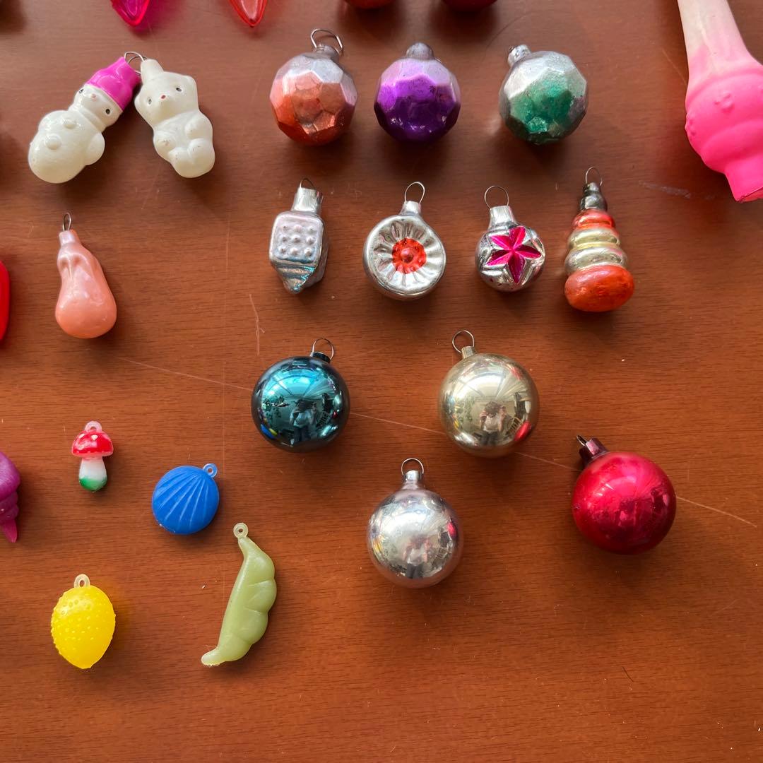 ロシア　クリスマスオーナメント　ガラス　ミニ　セット　ビンテージ