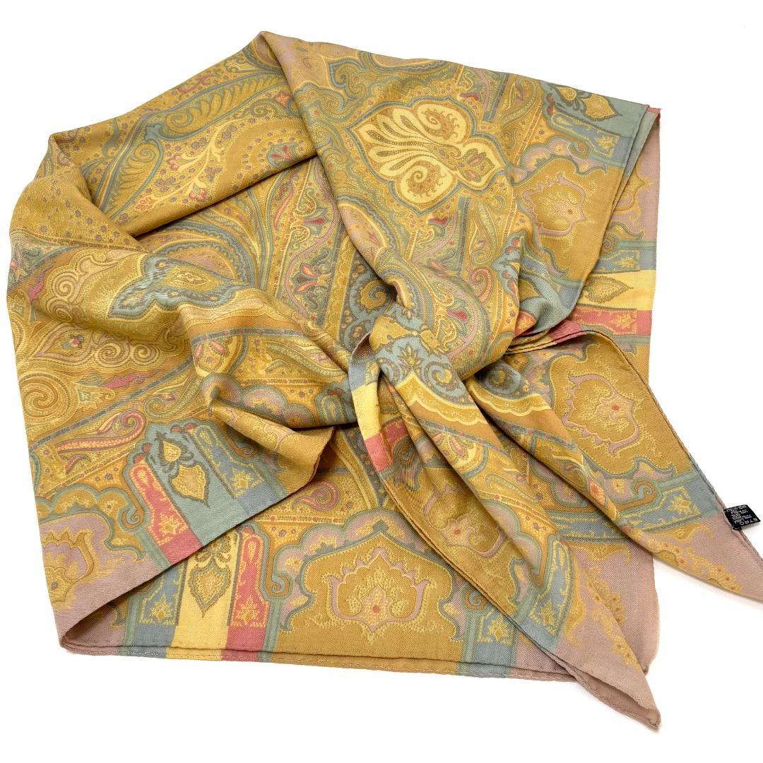 ETRO エトロ ペイズリー柄 ウール＆シルク 大判ショール　ストール　美品