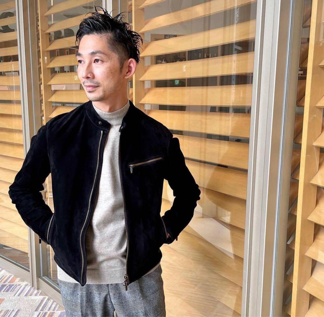 LEON掲載　AJMONE レザージャケット　ラムスエード　50 アイモネ