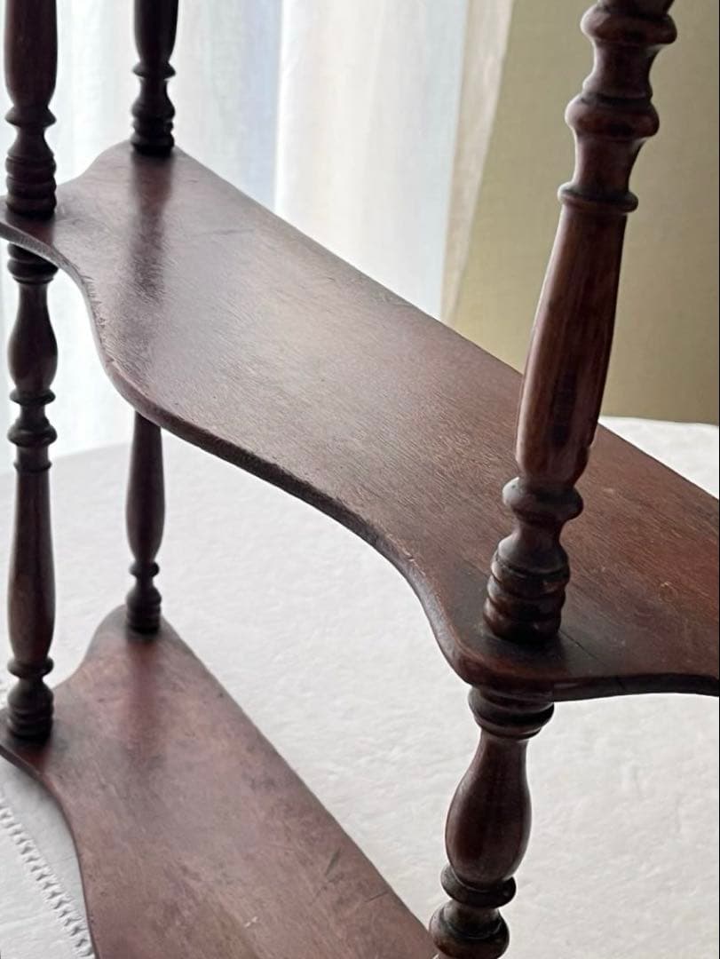 【美品】フランスアンティーク 1900年代 木製3段装飾エタジュール[3738]