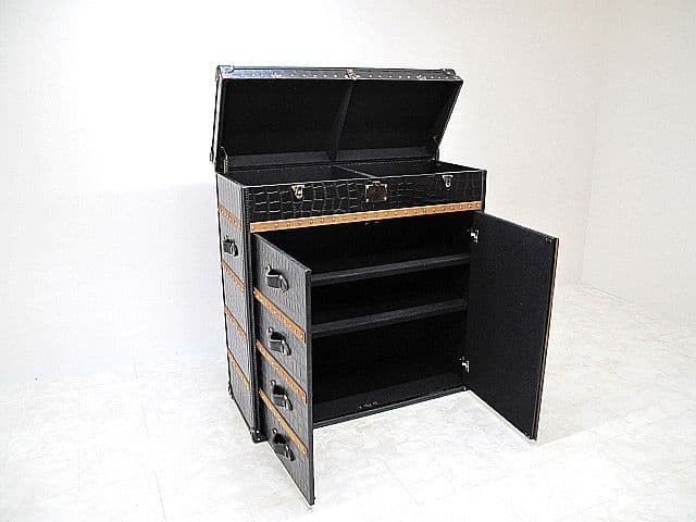 【展示品】英国　HALO 高級クロコ型押し牛革張りキャビネット