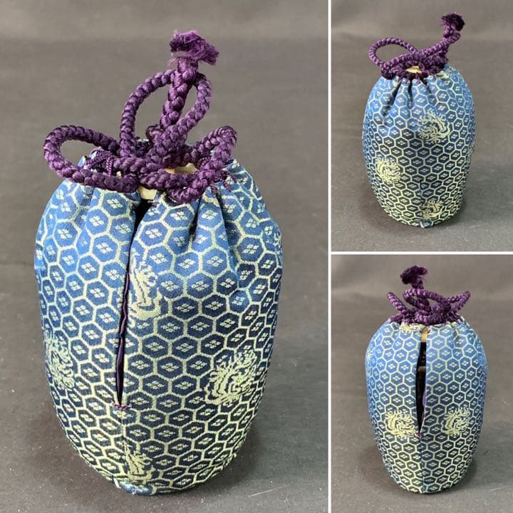 D959 送料無料　茶入　在銘　共箱　仕覆　名物裂　茶道具　茶道　茶室　工芸品