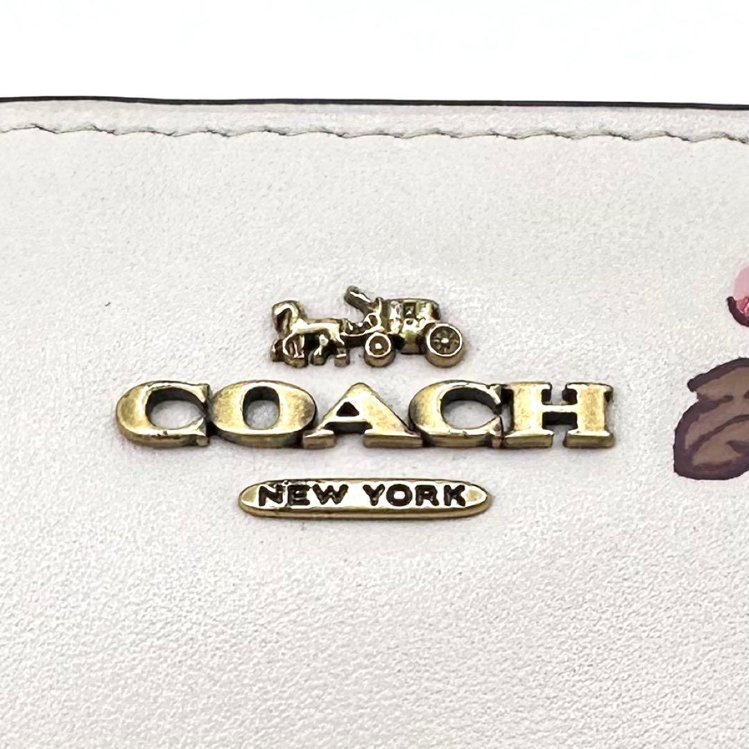 美品✨COACH コーチ 二つ折り財布 レザー てんとう虫 フローラル 日本限定