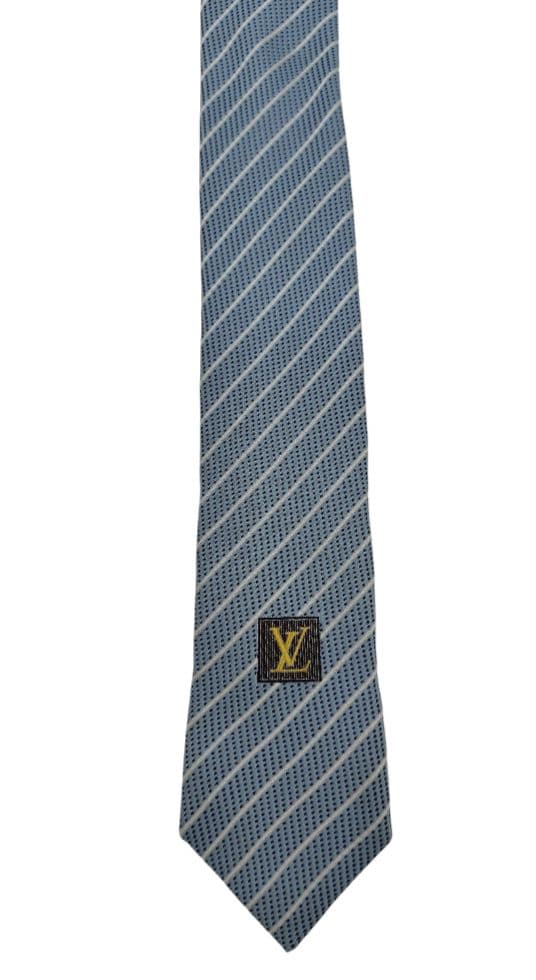 【LOUISVUITTON】美品　レジメンタル　ネクタイ　メンズ　スカイブルー