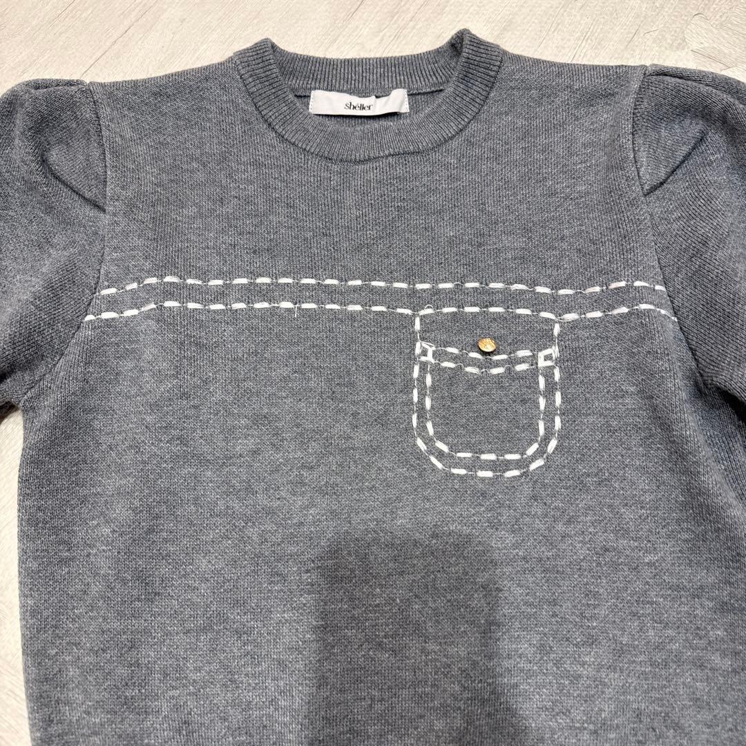 【超美品】half sleeve stitch knit tops シェリエ