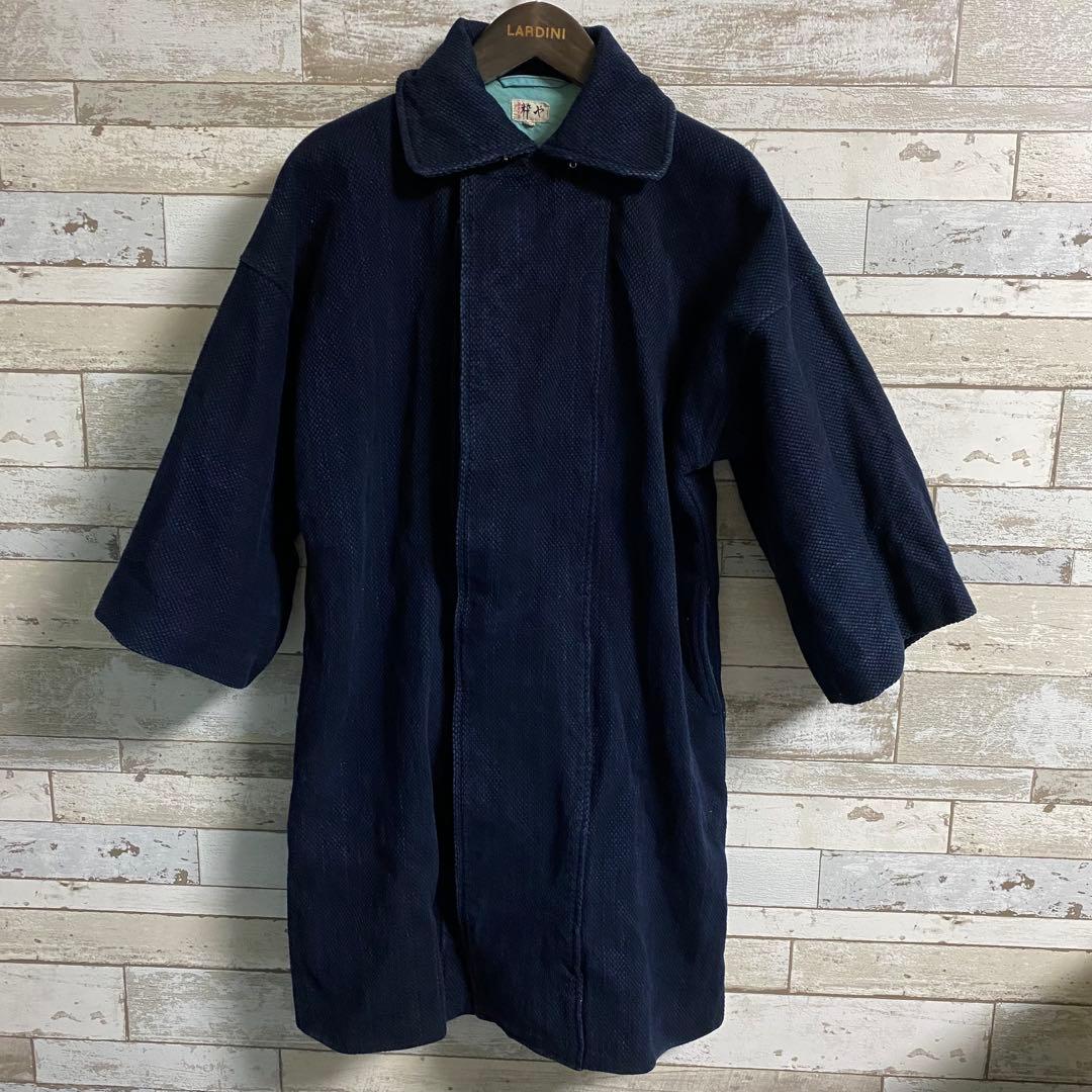 浅草 粋や 七分袖刺し子コート size中 インディゴ