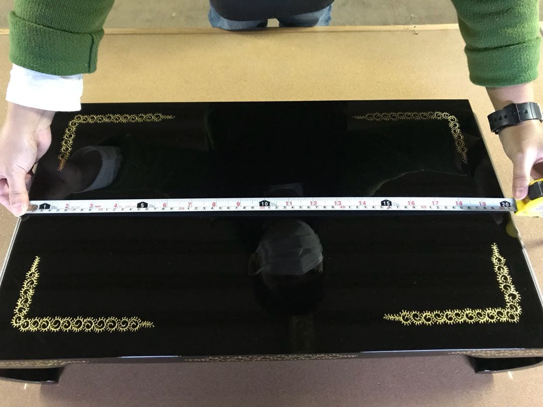 川連漆器 沈金彫り 高級花台 天然木 床の間 送料込み