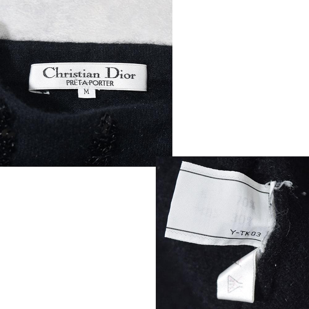 80s Christian Dior ディオール スパンコール リボン ニット