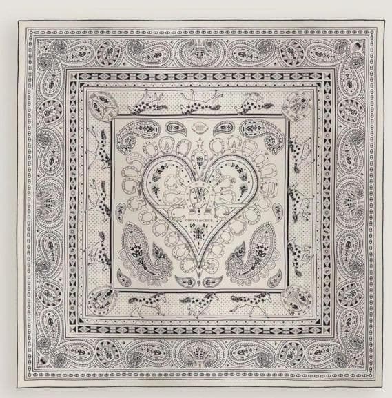 新品　2025AW　エルメス　カシシル140　シュヴァルドゥクールバンダナ　白黒