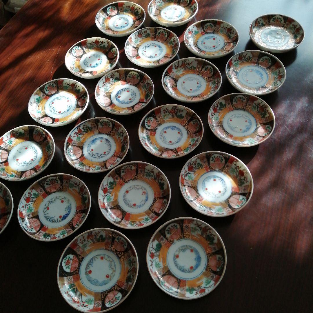 美濃焼　染付色絵小皿　20枚　12.3cm　大正期