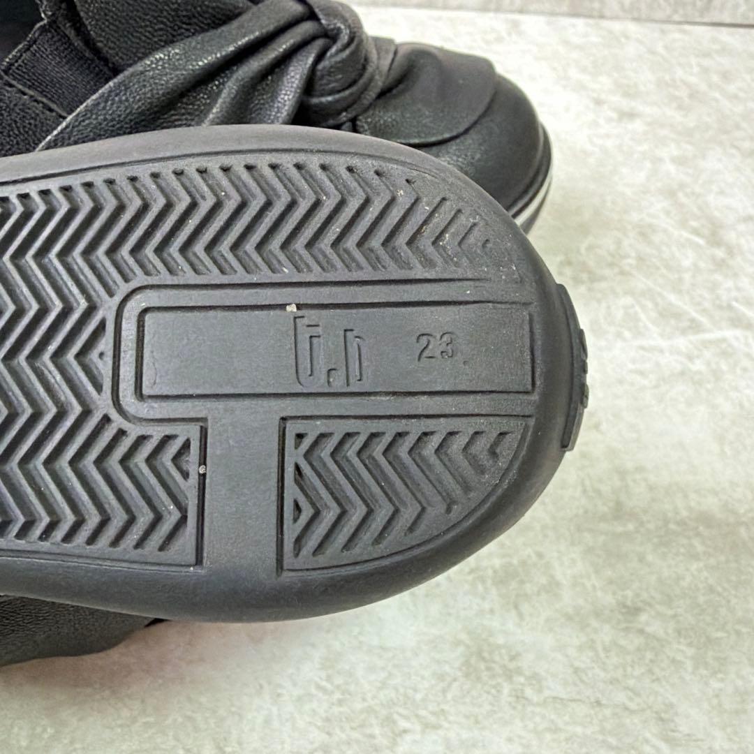 t.b センソユニコ シューズ 黒 23㎝ ねじれデザイン スニーカー 厚底