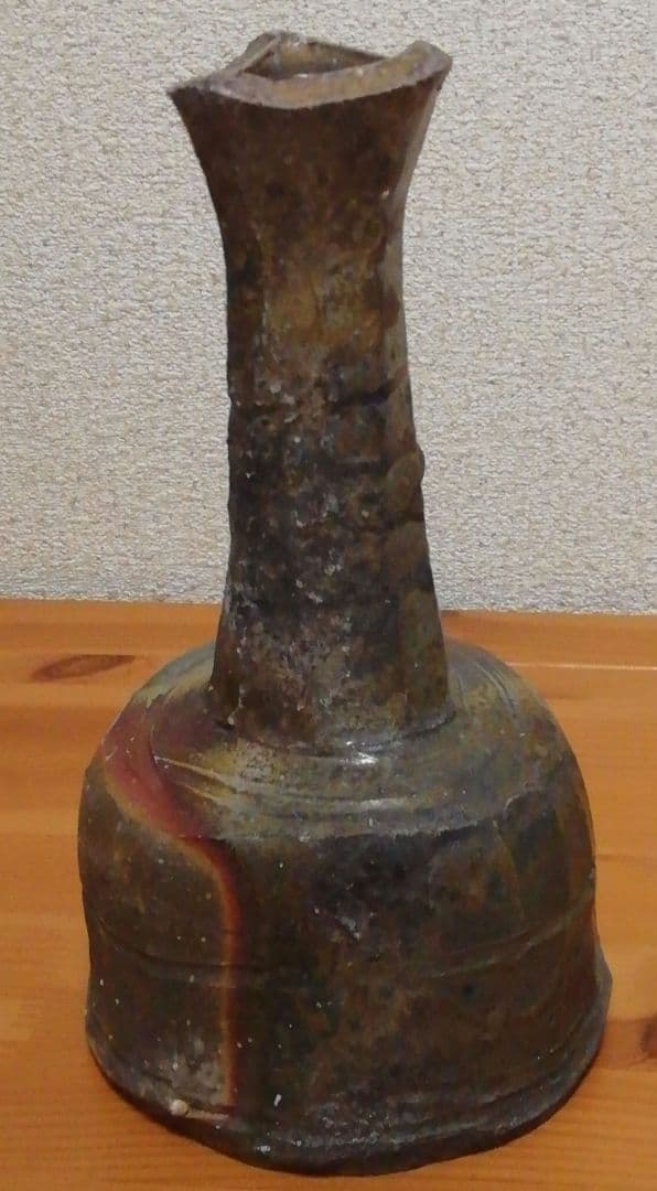 佐藤苔助作　備前焼　砧　花入　共箱　略歴付　花瓶
