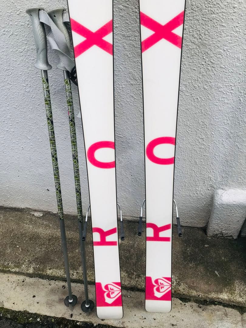 ☆レア☆roxy スキー板 150cm ＆ ビンディング ＆ ストック カモフラ