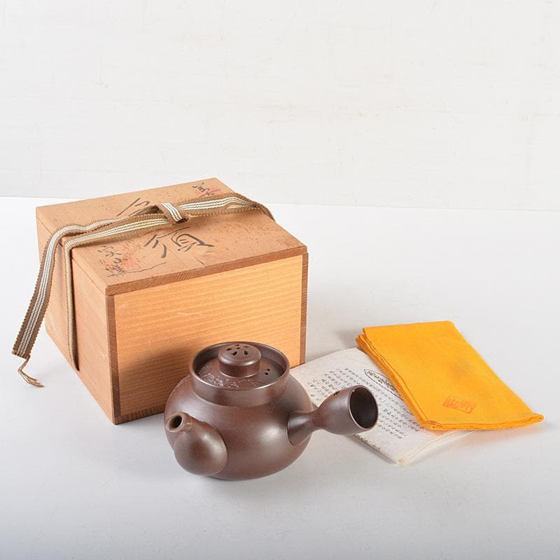 煎茶道具　萬古焼　伊藤実山作　急須　茶壷　共箱　C　R7256