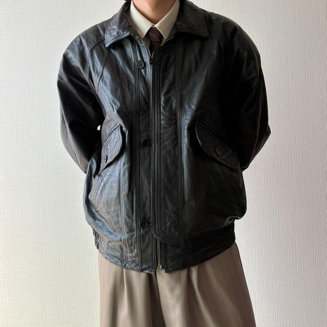 80's ヴィンテージ レザー ボンバージャケット ブラック A-2 G-1