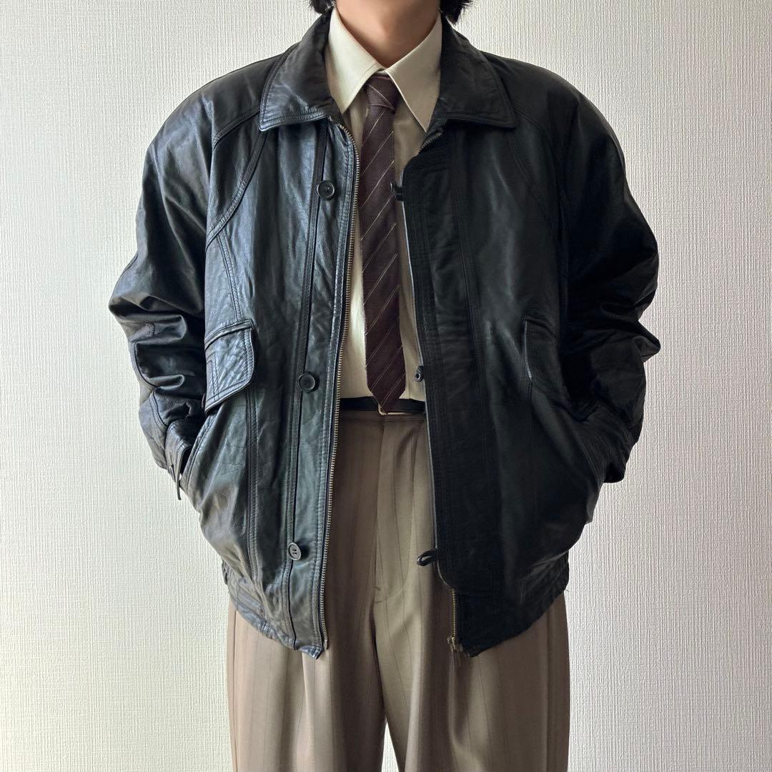 80's ヴィンテージ レザー ボンバージャケット ブラック A-2 G-1