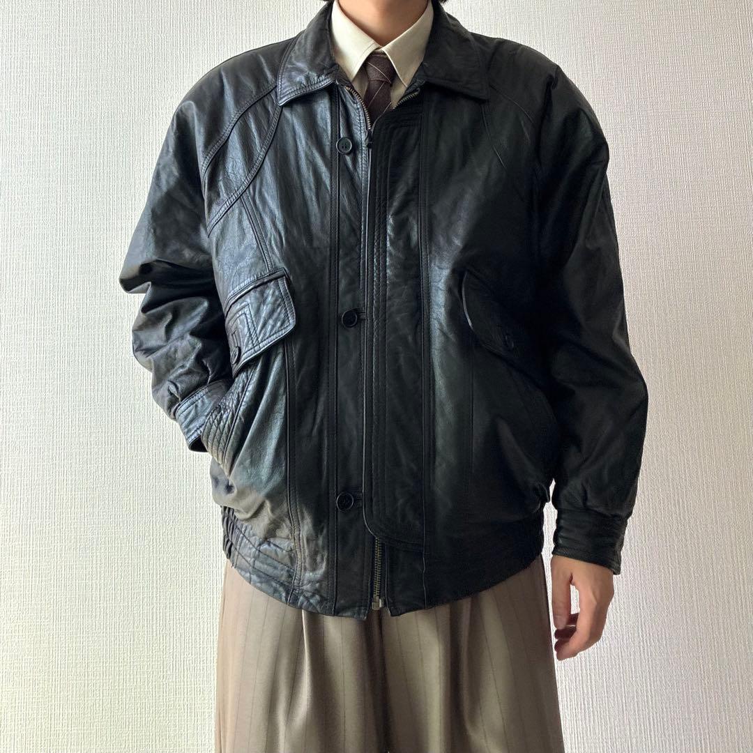 80's ヴィンテージ レザー ボンバージャケット ブラック A-2 G-1