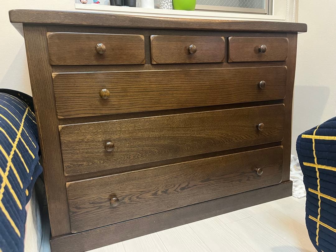 ダークブラウン 木製チェスト 5段
