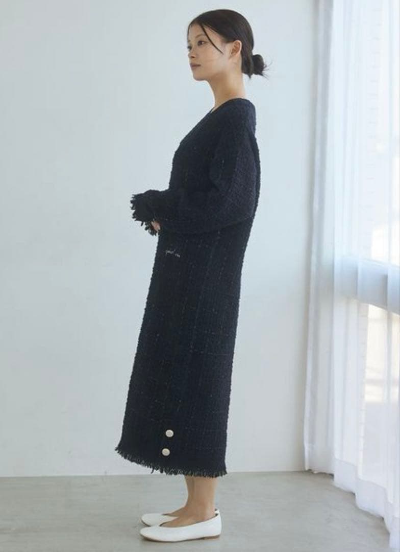 ジェラートピケ　 「JOEL ROBUCHON」ツイードモコVネックワンピース