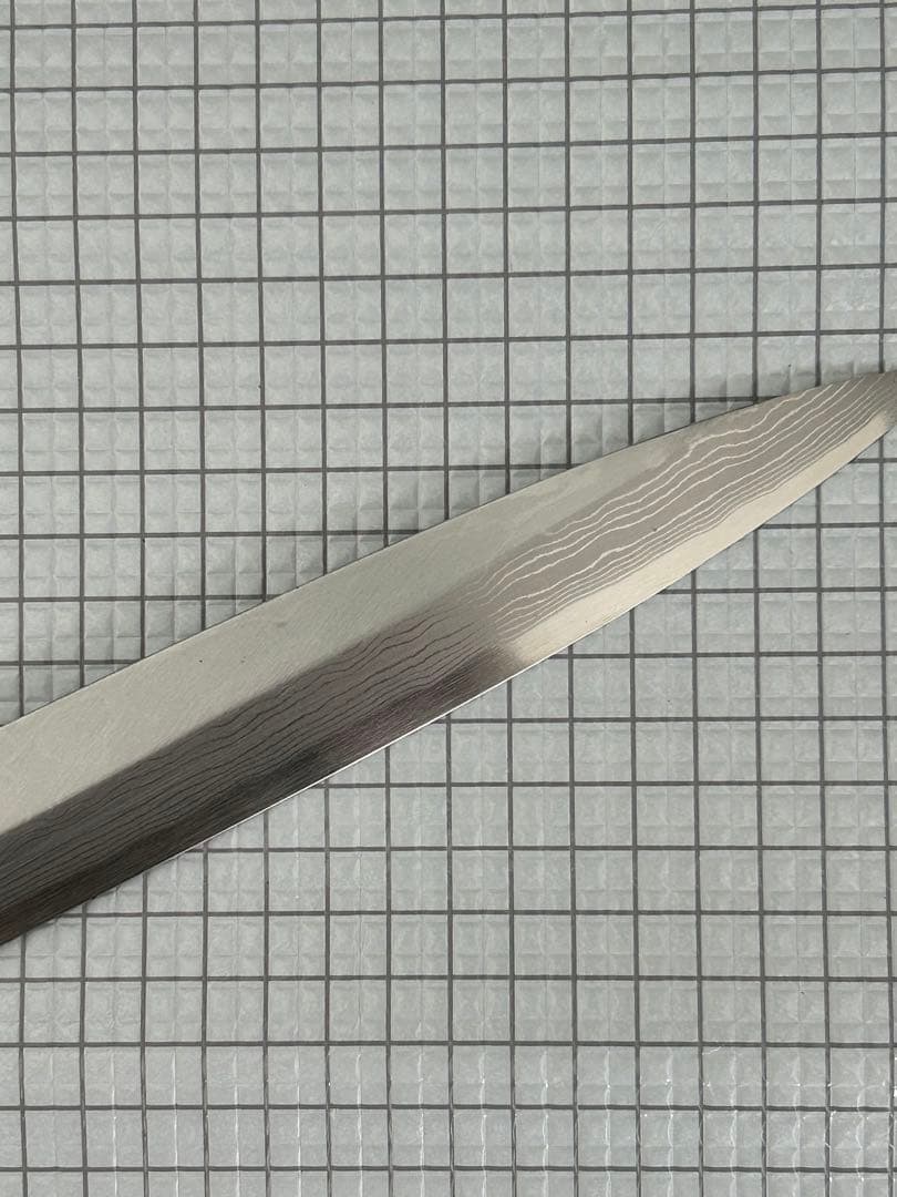 包丁 柳刃包丁 ダマスカス 安来鋼白紙２号 240mm 紫檀シノギ柄 刺身包丁①