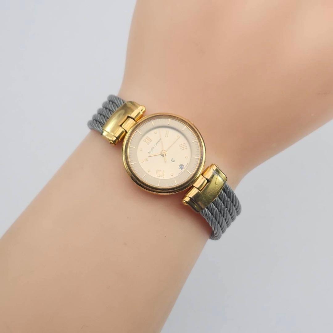 シャリオール ケルティック　ゴールド　金文字盤　腕時計　ローマン　ワイヤーバンド