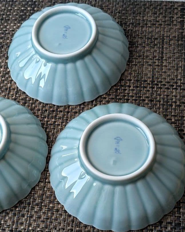 【未使用品】深川製磁　青磁　菊割小付揃　5枚組