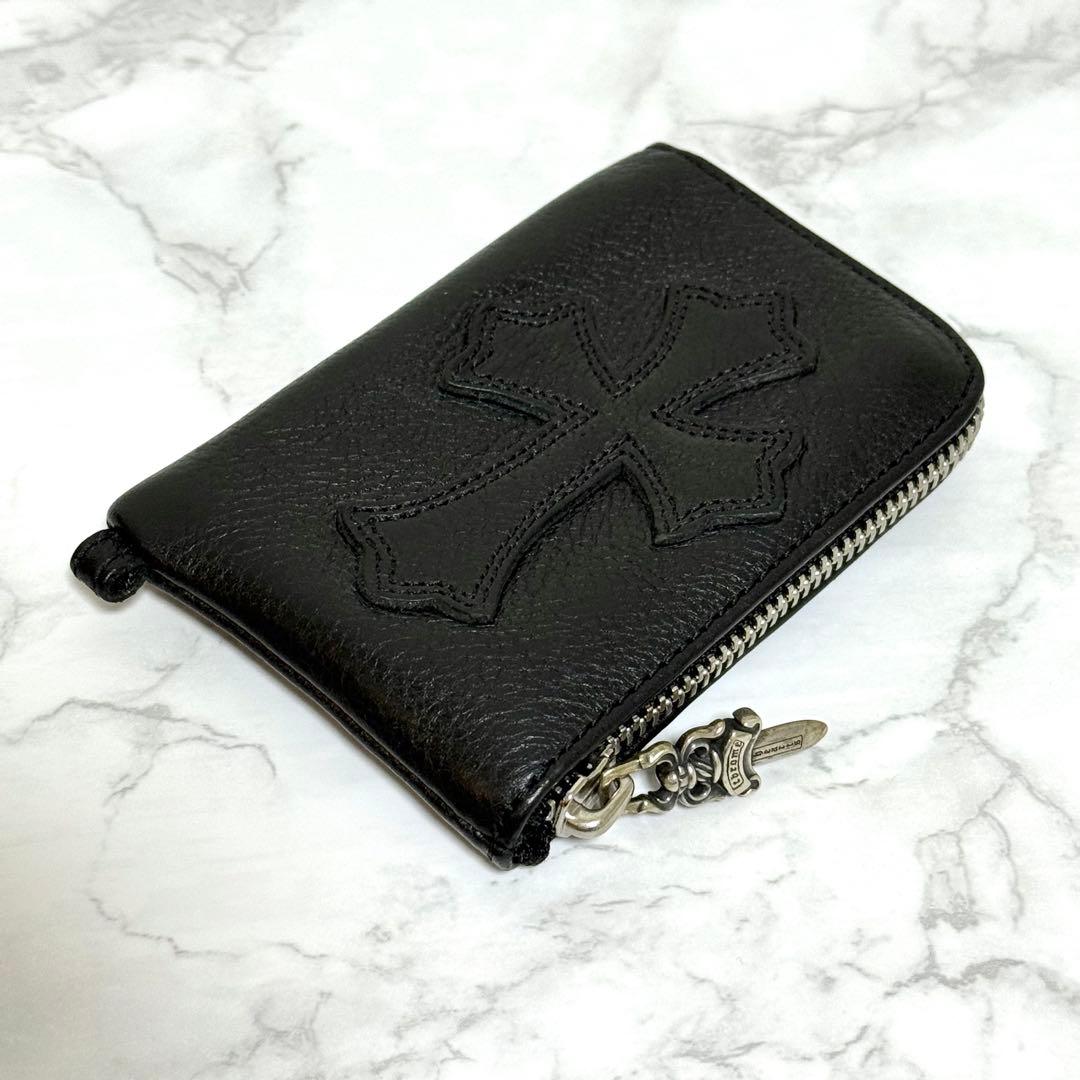 【未使用】 クロムハーツ タイニージップウォレット レザー クロスパッチ