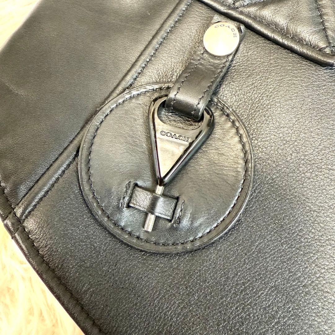 コーチ COACH カウレザー 中綿ライダースベスト ブラック XSサイズ表記