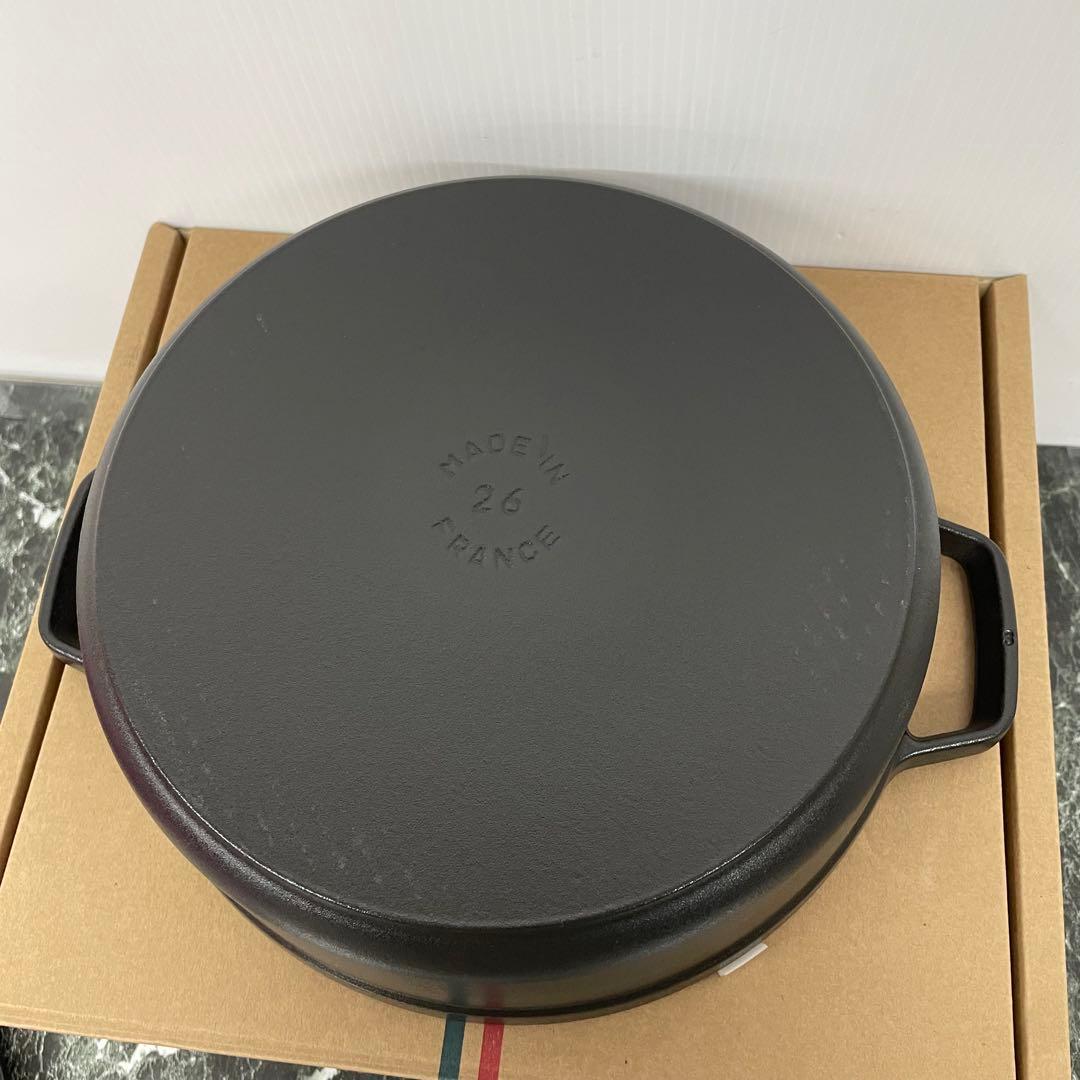Staub ストウブ シャロー ココット 26cm ミトン付き ブラック 両手鍋