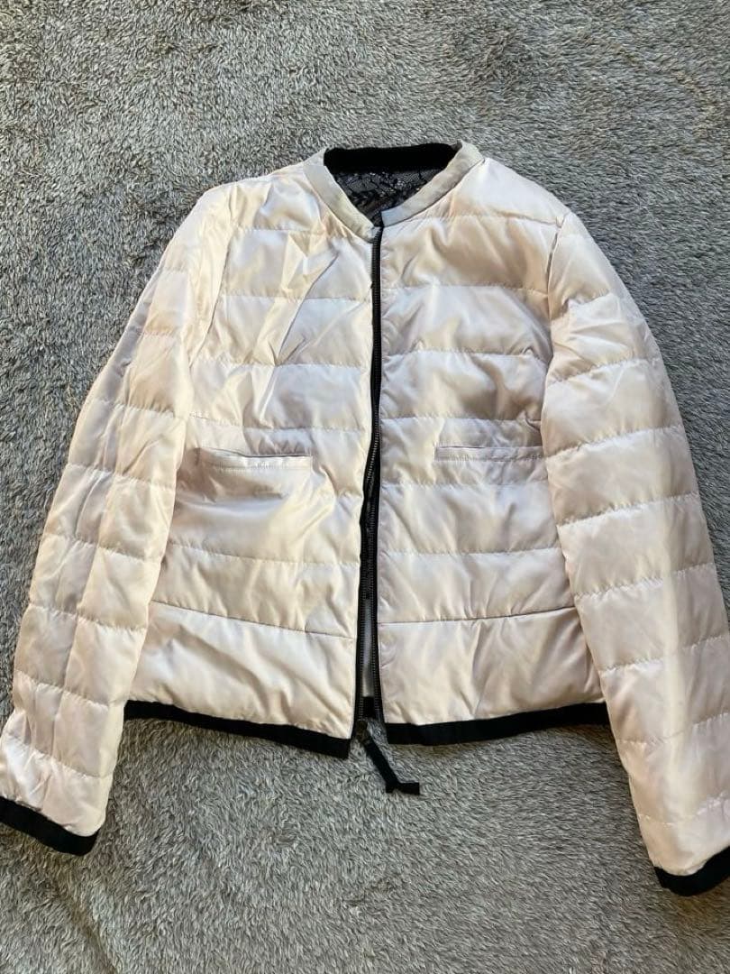 美品 LANVAN ランバン オンブルー　ショートダウン レース リバーシブル