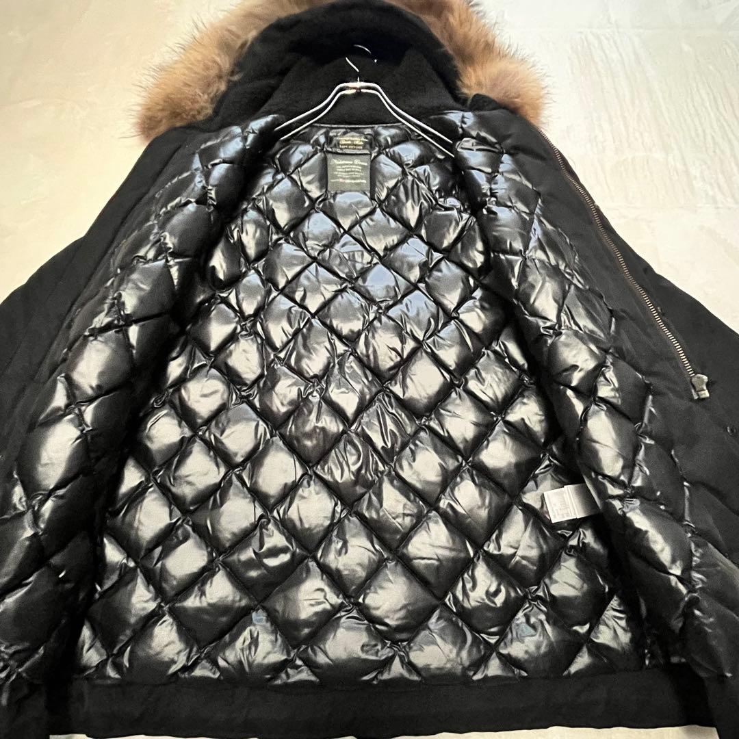 【美品】ナノユニバース　西川ダウンモッズコート　ラクーンファーブラック N3B