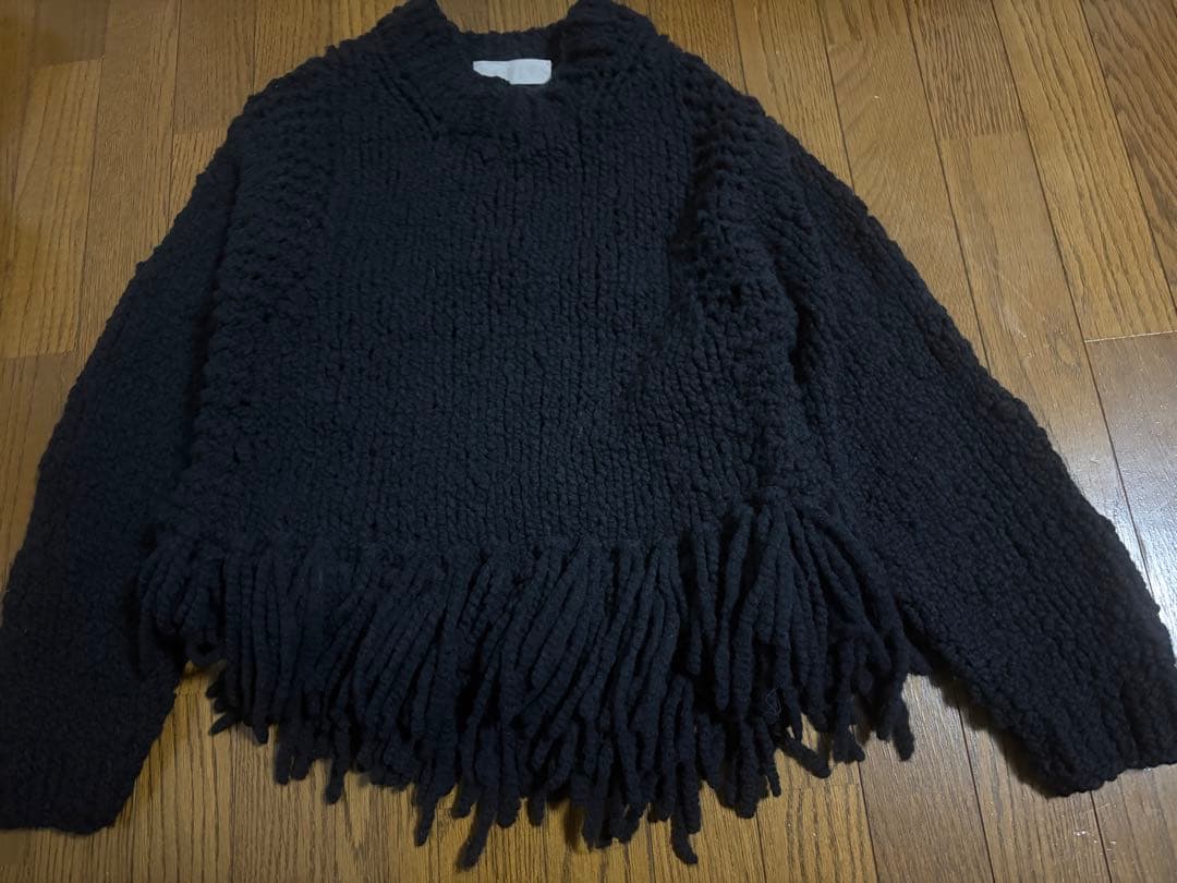 完売品beauty&youth 別注　IRONINGフリンジ ニットネイビー