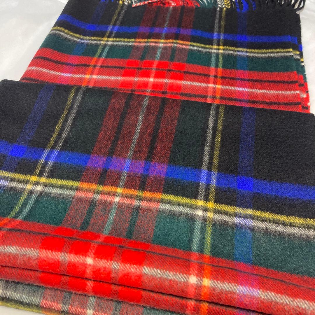 極美品 ジョンストンズ カシミヤ100％ 大判 ブラックスチュワート 国内正規品