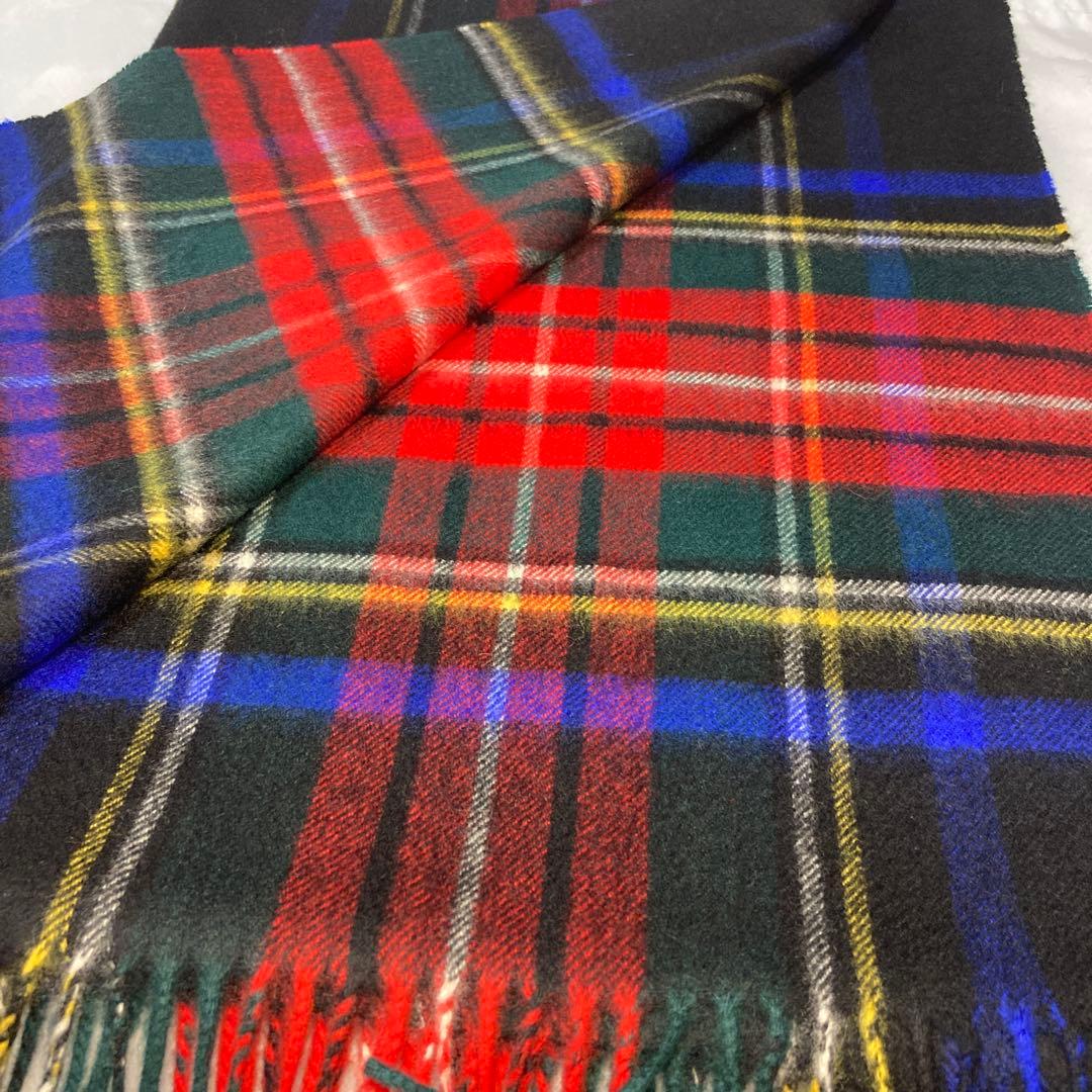 極美品 ジョンストンズ カシミヤ100％ 大判 ブラックスチュワート 国内正規品