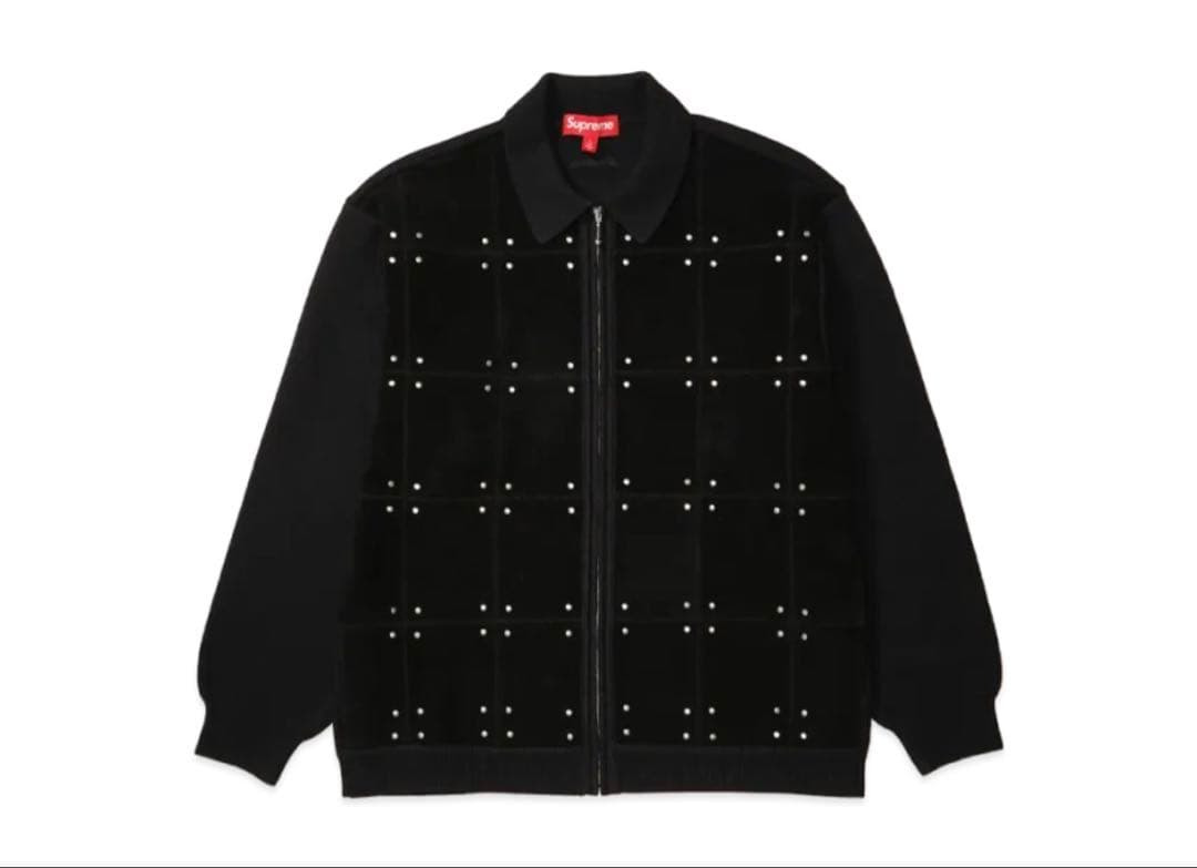 トップス Supreme Studded Suede Zip Up Cardigan L