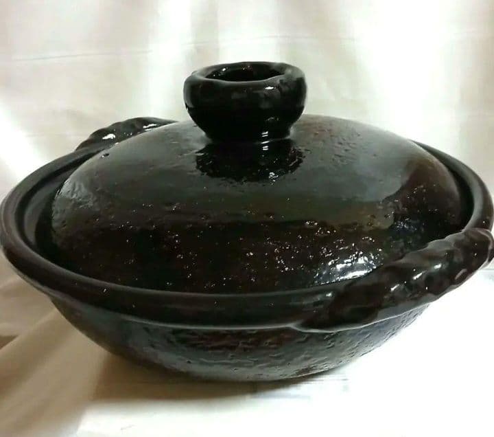 [美品] 雲井窯 土鍋 10号 鴨釉尺鍋(裏釉) 雲井窯栞付 御使用栞付 共箱入